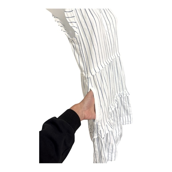 ME + EM | Striped frill-trim tiered cotton-blend dress in White/Blue, Size US 6 - Picture 7 of 13